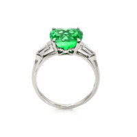 3.12 Ct. Emerald Natural Diamond Three Stone Ring, Platinum 950 Image