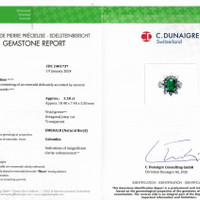 3.50 Ct. Emerald Natural Diamond Antique Style Ring, Platinum 950 Scan Report