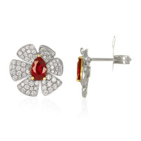 1.71 Ct.Tw. Ruby Natural Diamond Studs Earrings, 18K White & Yellow Image