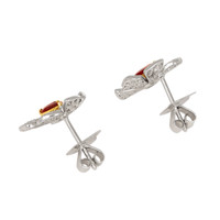 1.71 Ct.Tw. Ruby Natural Diamond Studs Earrings, 18K White & Yellow Image