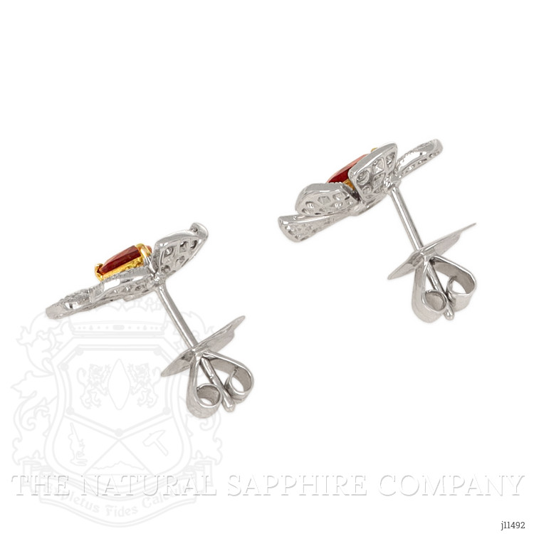 1.71 Ct.Tw. Ruby Natural Diamond Studs Earrings, 18K White & Yellow