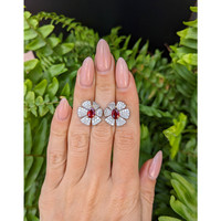 1.71 Ct.Tw. Ruby Natural Diamond Studs Earrings, 18K White & Yellow Life Style