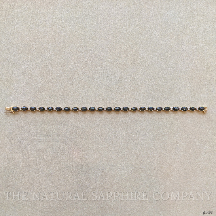 10.18 Ct.Tw. Black Diopside and Natural Diamond Tennis/Line Bracelet, 14K Yellow Gold