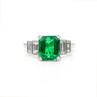 3.21 Ct. Emerald Natural Diamond Accent Stones Ring, 14K White Gold Video