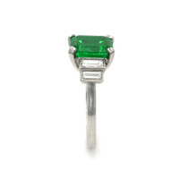 3.21 Ct. Emerald Natural Diamond Accent Stones Ring, 14K White Gold Image