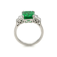 3.21 Ct. Emerald Natural Diamond Accent Stones Ring, 14K White Gold Image