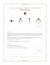 1.02 Ct. Ruby and Natural Diamond Pave Ring, 18K White Gold Appraisal
