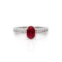 1.02 Ct. Ruby Natural Diamond Pave Ring, 18K White Gold Video