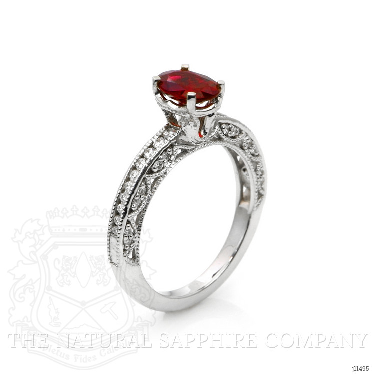 1.02 Ct. Ruby Natural Diamond Pave Ring, 18K White Gold