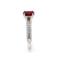 1.02 Ct. Ruby Natural Diamond Pave Ring, 18K White Gold Image