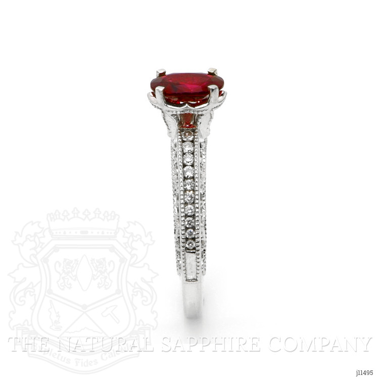 1.02 Ct. Ruby Natural Diamond Pave Ring, 18K White Gold