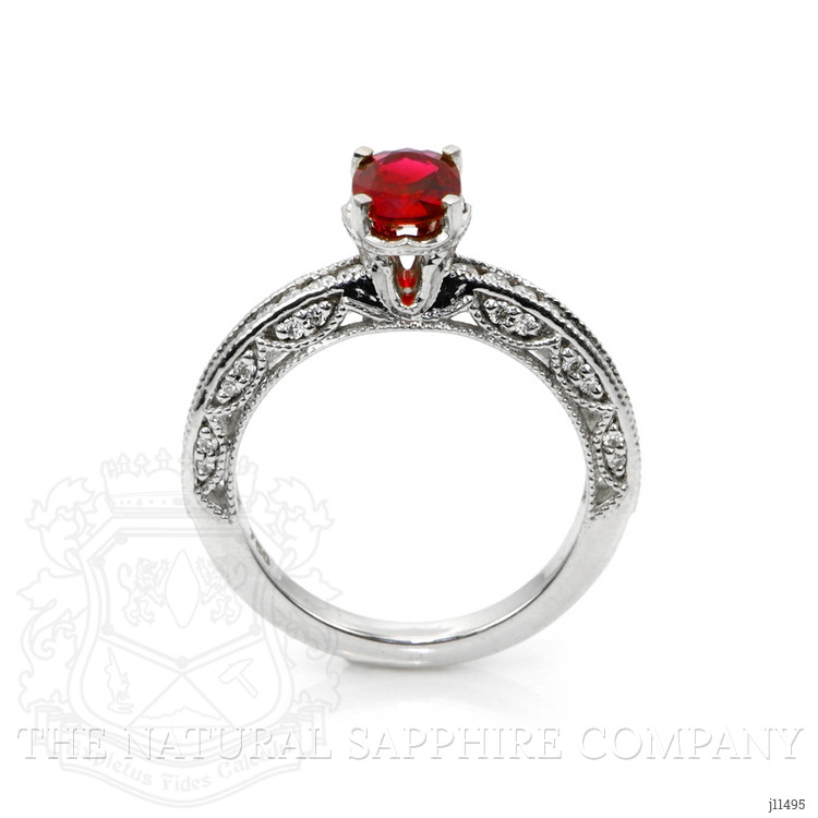 1.02 Ct. Ruby Natural Diamond Pave Ring, 18K White Gold