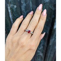 1.02 Ct. Ruby Natural Diamond Pave Ring, 18K White Gold Life Style