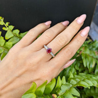 1.02 Ct. Ruby Natural Diamond Pave Ring, 18K White Gold Life Style