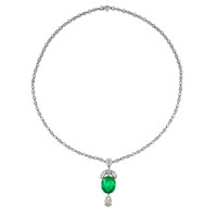 7.00 Ct. Emerald Natural Diamond Pave Necklace, Platinum 950 Video