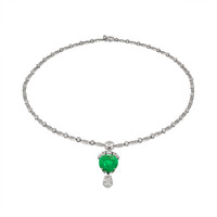 7.00 Ct. Emerald Natural Diamond Pave Necklace, Platinum 950 Image