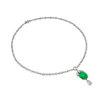 7.00 Ct. Emerald Natural Diamond Pave Necklace, Platinum 950 Image