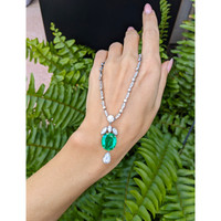 7.00 Ct. Emerald Natural Diamond Pave Necklace, Platinum 950 Life Style