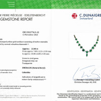 22.00 Ct. Emerald Natural Diamond Antique Style Necklace, 18K Yellow Gold Scan Report