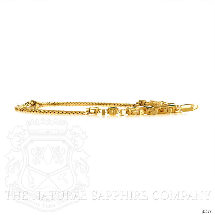 22.00 Ct. Emerald Natural Diamond Antique Style Necklace, 18K Yellow Gold