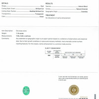 1.18 Ct. Emerald Solitaire Ring, 18K White Gold Scan Report