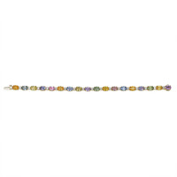 16.36 Ct.Tw. Multi Color Sapphire and Natural Diamond Accent Stones Bracelet, 14K Yellow Gold Image