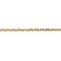 16.36 Ct.Tw. Multi Color Sapphire and Natural Diamond Accent Stones Bracelet, 14K Yellow Gold Image