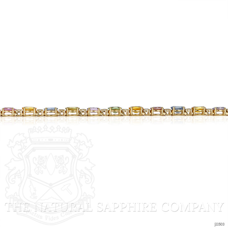 16.36 Ct.Tw. Multi Color Sapphire and Natural Diamond Accent Stones Bracelet, 14K Yellow Gold