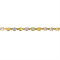 16.36 Ct.Tw. Multi Color Sapphire and Natural Diamond Accent Stones Bracelet, 14K Yellow Gold Image
