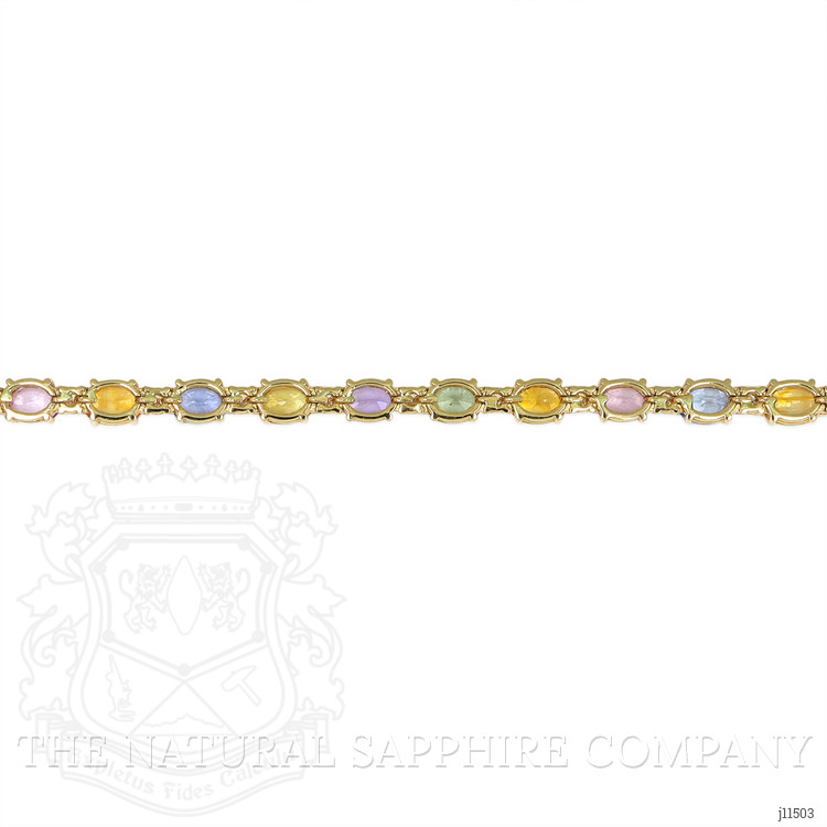 16.36 Ct.Tw. Multi Color Sapphire and Natural Diamond Accent Stones Bracelet, 14K Yellow Gold