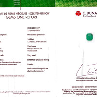 10.28 Ct. Emerald and Natural Diamond Pave Ring, Platinum 950 Scan Report
