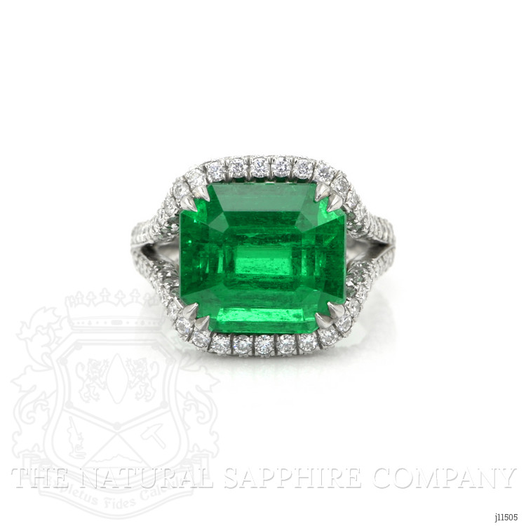10.28 Ct. Emerald Natural Diamond Pave Ring, Platinum 950