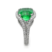 10.28 Ct. Emerald Natural Diamond Pave Ring, Platinum 950 Image