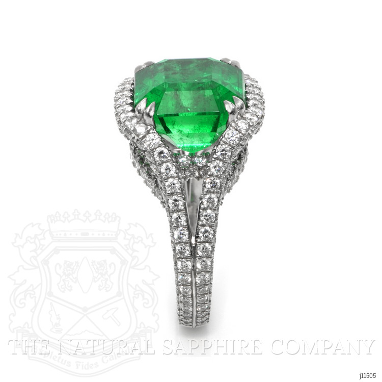 10.28 Ct. Emerald Natural Diamond Pave Ring, Platinum 950