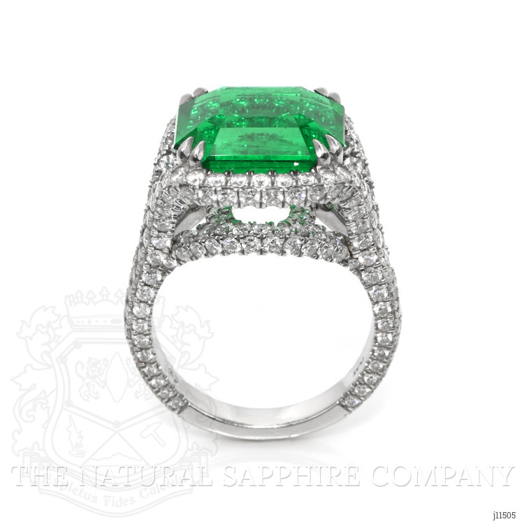 10.28 Ct. Emerald Natural Diamond Pave Ring, Platinum 950