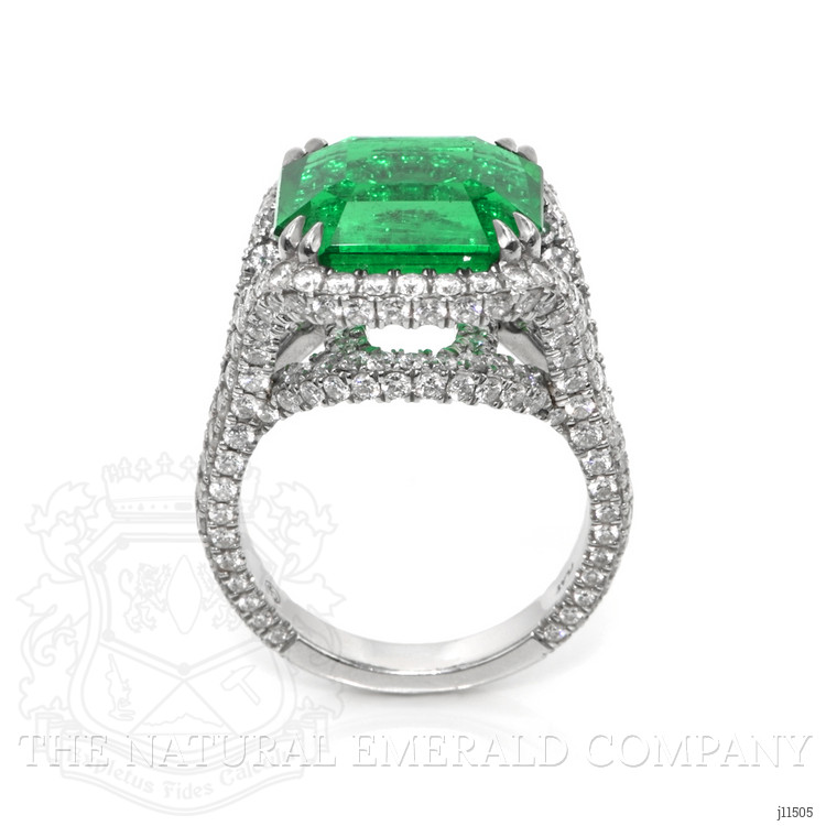 10.28 Ct. Emerald Natural Diamond Pave Ring, Platinum 950