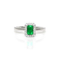0.50 Ct. Emerald Natural Diamond Pave Ring, 18K White Gold Video
