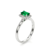 0.50 Ct. Emerald Natural Diamond Pave Ring, 18K White Gold Image