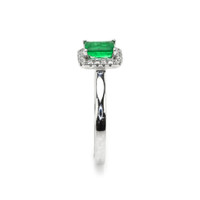 0.50 Ct. Emerald Natural Diamond Pave Ring, 18K White Gold Image