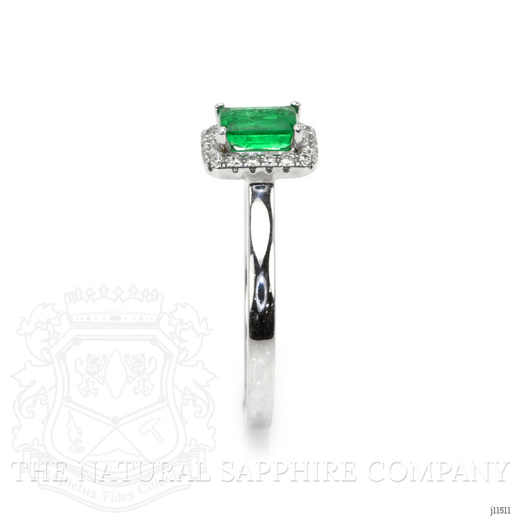 0.50 Ct. Emerald Natural Diamond Pave Ring, 18K White Gold