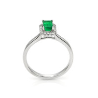 0.50 Ct. Emerald Natural Diamond Pave Ring, 18K White Gold Image