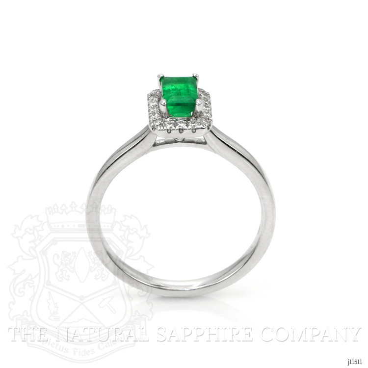0.50 Ct. Emerald Natural Diamond Pave Ring, 18K White Gold
