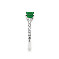 0.55 Ct. Emerald Natural Diamond Pave Ring, 18K White Gold Image
