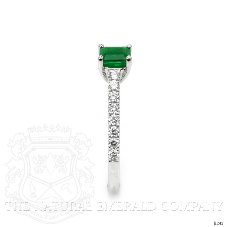 0.55 Ct. Emerald Natural Diamond Pave Ring, 18K White Gold