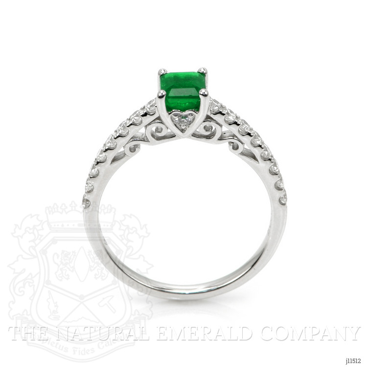 0.55 Ct. Emerald Natural Diamond Pave Ring, 18K White Gold