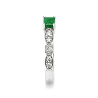 0.49 Ct. Emerald Natural Diamond Pave Ring, 18K White Gold Image