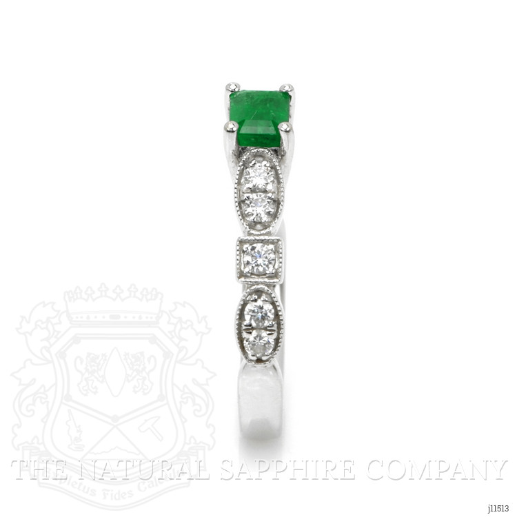 0.49 Ct. Emerald Natural Diamond Pave Ring, 18K White Gold