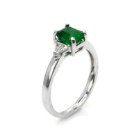 0.95 Ct. Emerald Natural Diamond Three Stone Ring, 18K White Gold Image