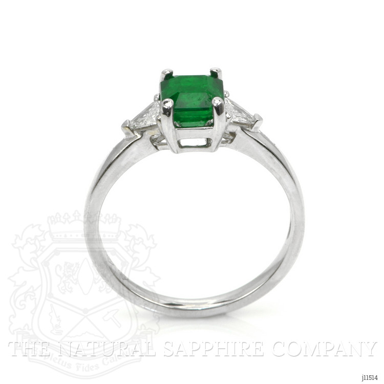 0.95 Ct. Emerald Natural Diamond Three Stone Ring, 18K White Gold