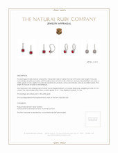 0.95 Ct.Tw.Total Carat Weight Purplish Red Ruby and Natural Diamond Pave Earrings, 18K White Gold Appraisal